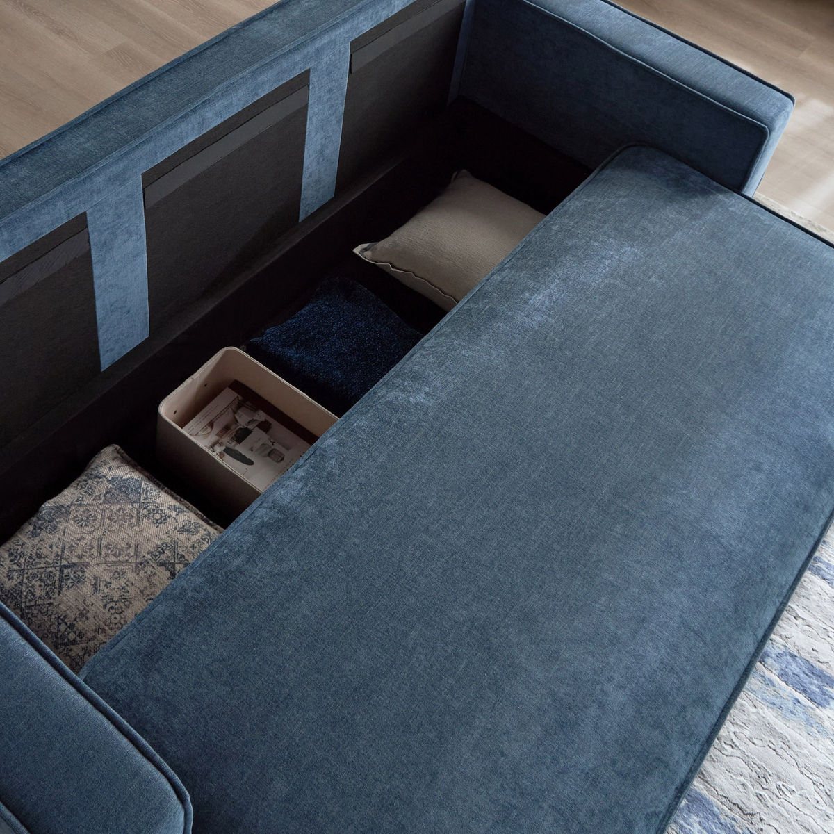 كنبة سرير قابل للسحب 3 مقاعد قماش بمساحة تخزين – Sofa Bed 3 Seater with Storage-6