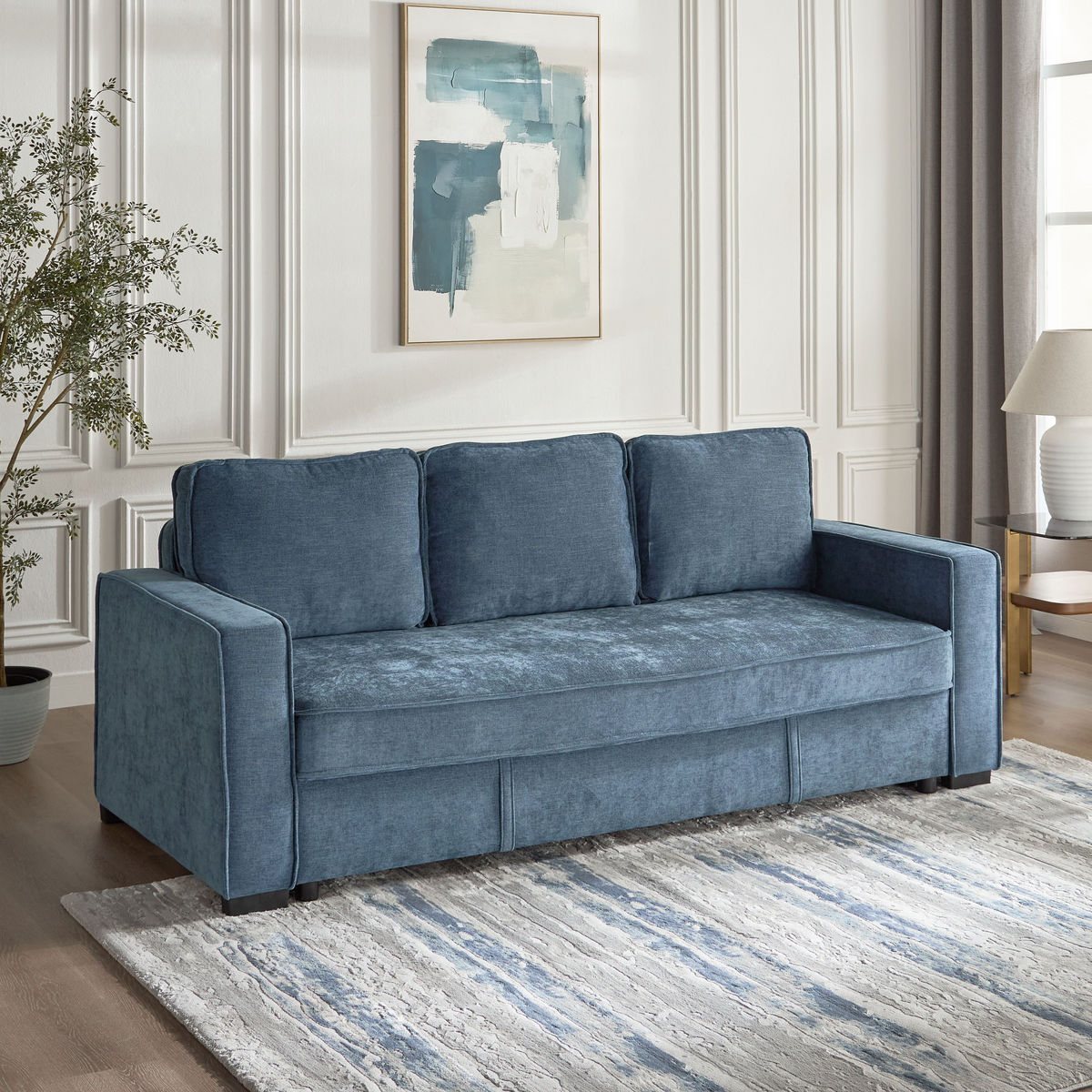 كنبة سرير قابل للسحب 3 مقاعد قماش بمساحة تخزين – Sofa Bed 3 Seater with Storage-1