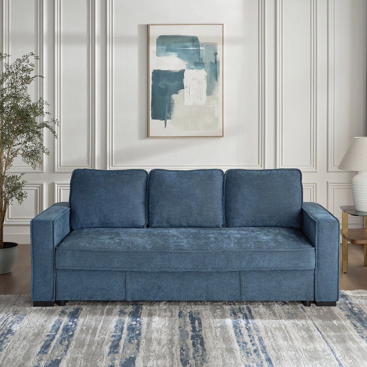 كنبة سرير قابل للسحب 3 مقاعد قماش بمساحة تخزين – Sofa Bed 3 Seater with Storage-0