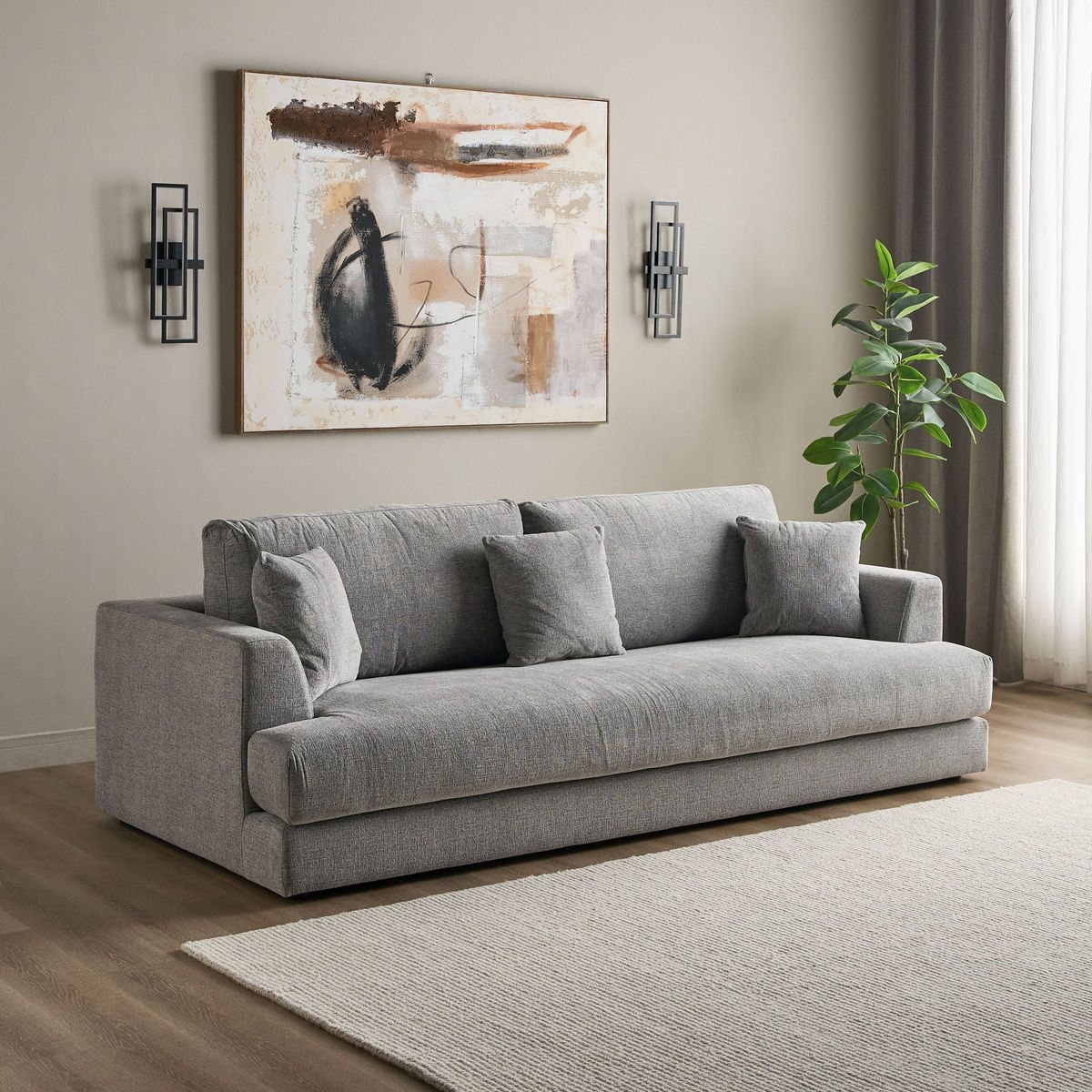 كنبة 3 مقاعد قماش – 3 Seater Fabric Sofa-1